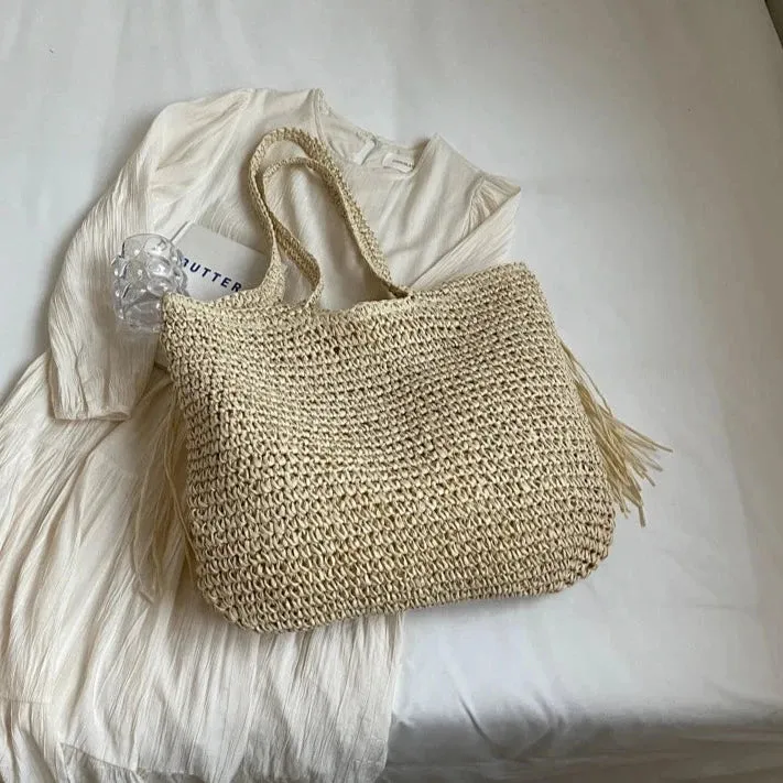 Andreia Long Tassel Straw Bag