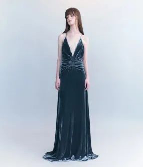ANIKA SILK VELVET GOWN- STORM