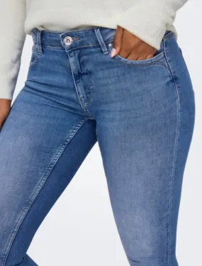 Ankle Grazer Zip Jeans - Mid Blue Denim