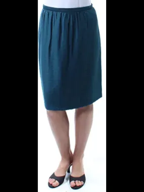 ANNE KLEIN Womens Teal Zippered Lined Knee Length Pencil Skirt