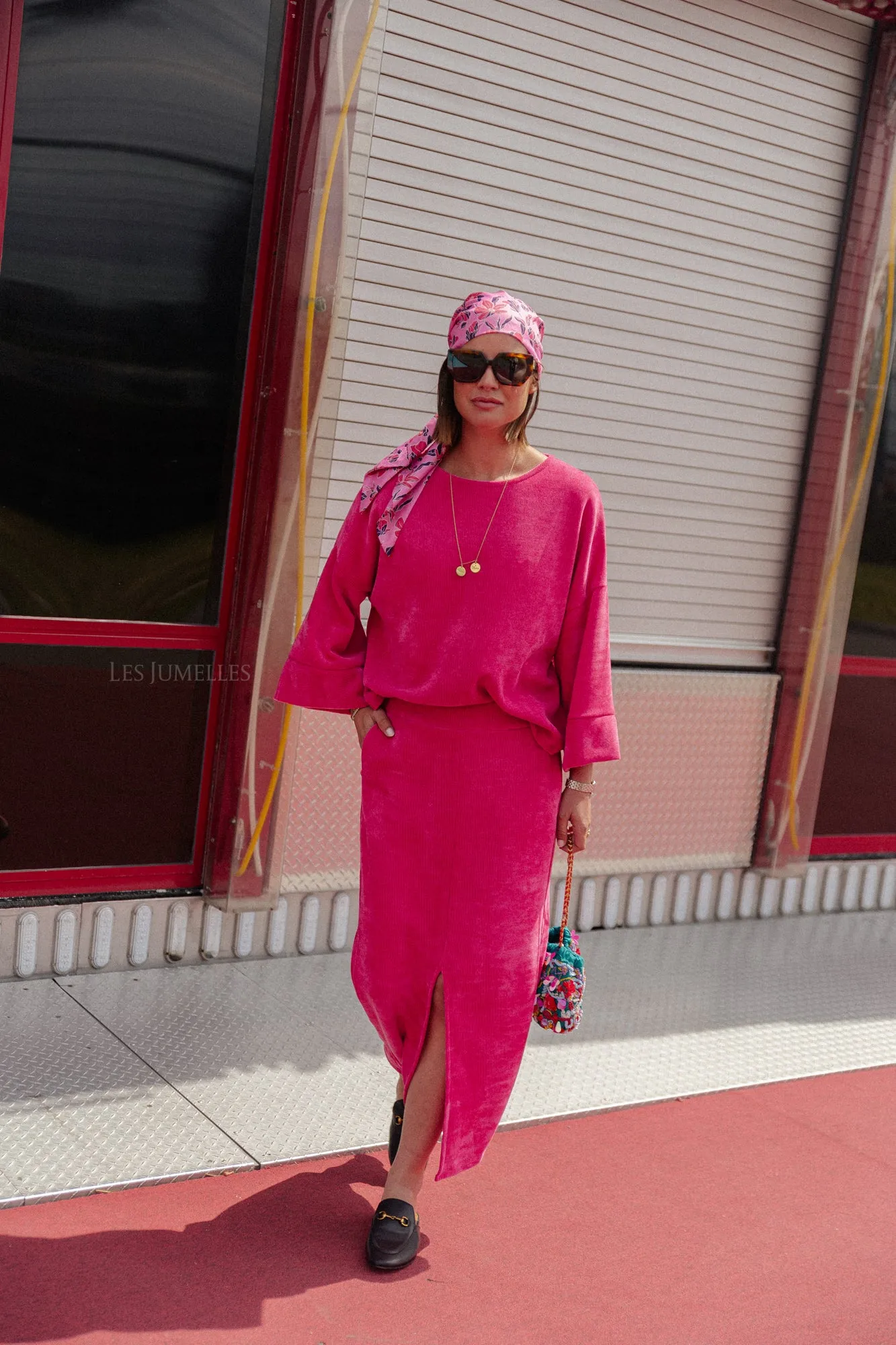 Annisa velvet top fuchsia