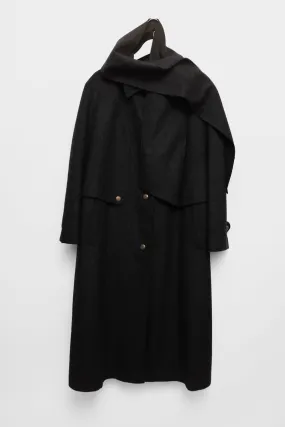 ANTHRACITE WOOL SCARF MAXI COAT