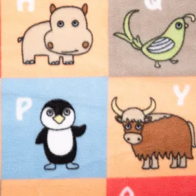 Anti Pill Fleece Print - SLIPPY - Animals box - Peach