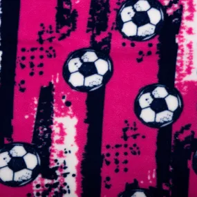 Anti Pill Fleece Print - SLIPPY - Soccer ball - Pink