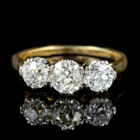 Antique Victorian Diamond Trilogy Ring 18Ct Gold Circa 1900 Cert