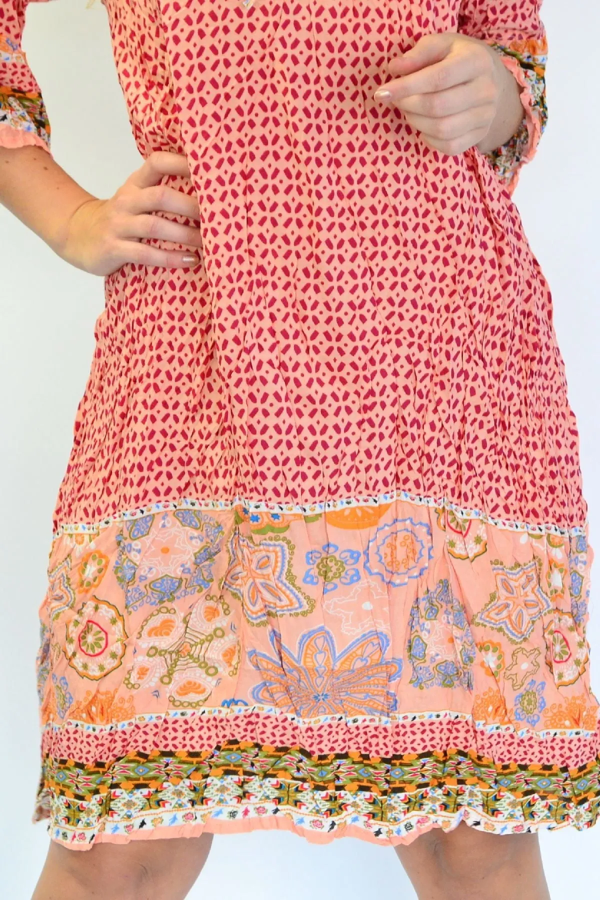 Apricot Star Fish Crinkle Tunic Dress
