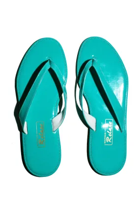 Aqua Patent Slipper Sandal