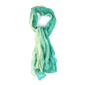 Aquamarine Bandhani Silk Scarf from Rajasthan