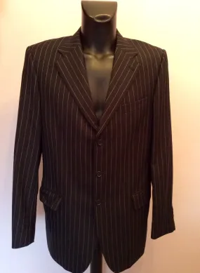 Aquascutum Charcoal Pinstripe Wool Suit Jacket Size 42L