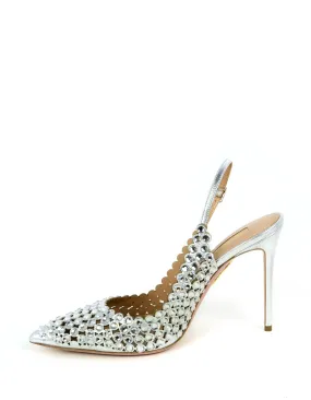 Aquazzura NEW Tequila Crystal-Embellished Slingback Pumps sz 39.5