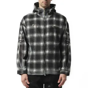 Arab Sword Flannel Zip-up Jacket in Black