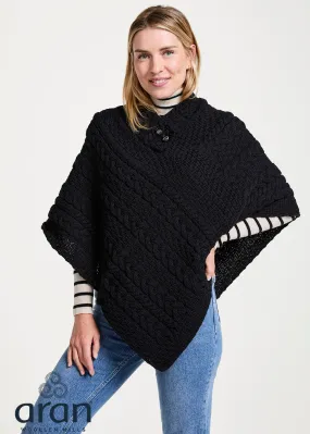 Aran Poncho | Black