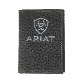 Ariat Black Trifold Bull Hide Embroidered Wallet A3556401