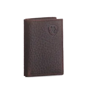Ariat® Men's Embossed Shield Logo Brown Trifold Wallet A3547502