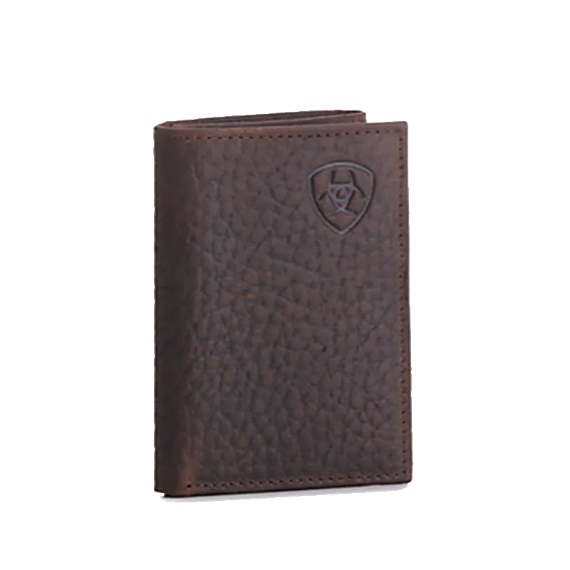 Ariat® Men's Embossed Shield Logo Brown Trifold Wallet A3547502