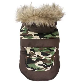Army Camo Quilted Dog Parka Coat