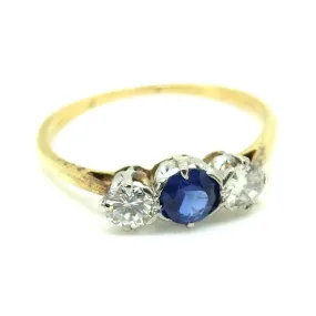 Art Deco 1920's Sapphire & Diamond 18ct Gold Ring