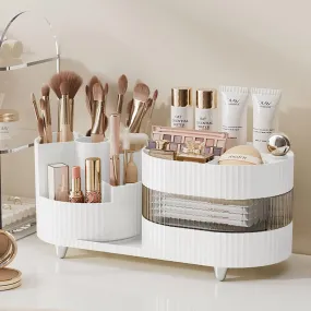 Artcochan Makeup Organizer Countertop 360°Rotating Makeup Organizer for Vanity - Make Up & Jewelry Storage Cosmetic Storage Holder with Makeup Brush Holder (3 Tiers, White)
