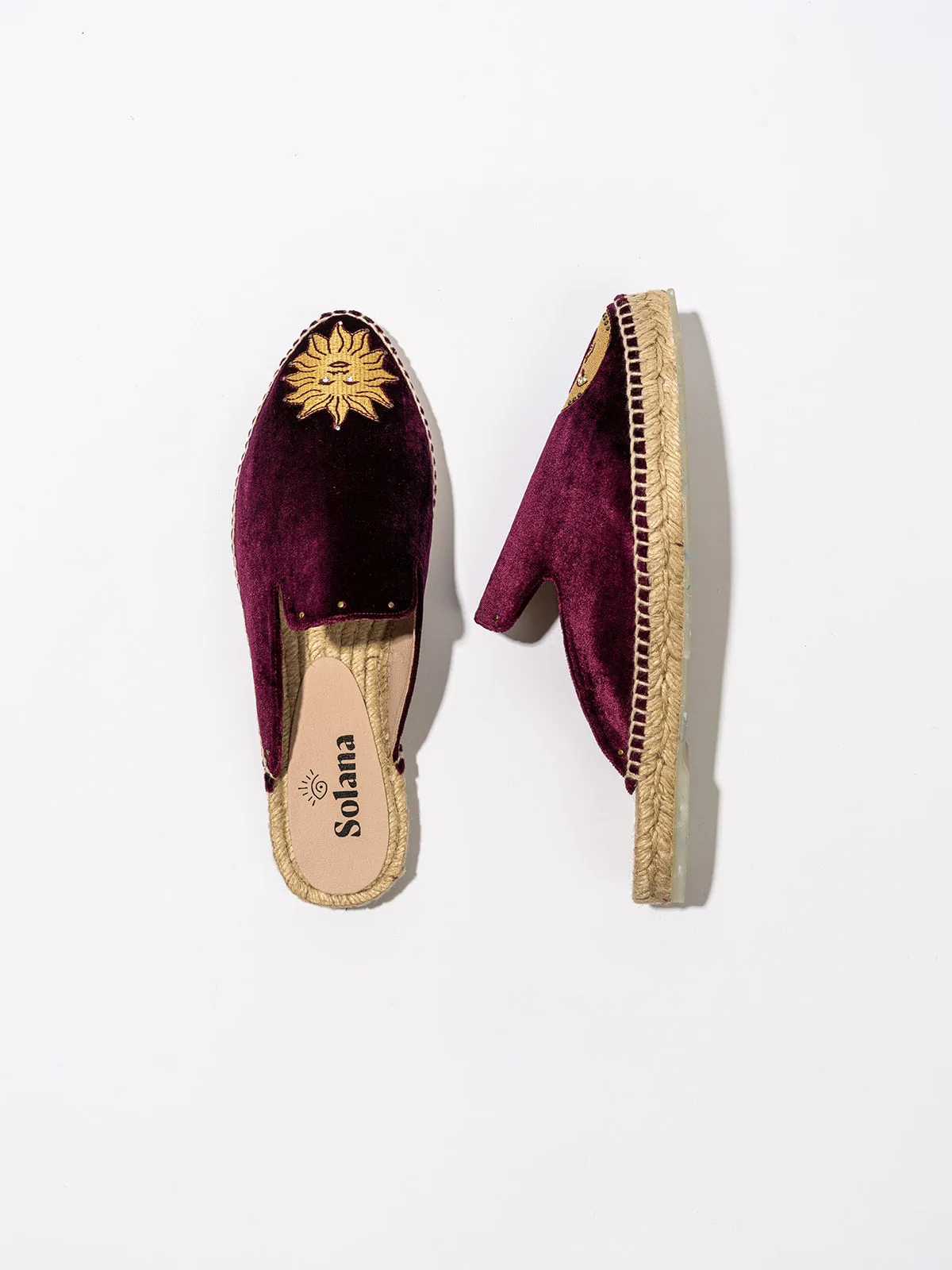 Artisanal Espadrille Mules - Burgundy