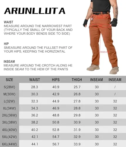 Arunlluta Men’s Tactical Pants, Ripstop Water Resistant Cargo Work Pants for Men, Stretch Hiking Pants Lightweight Khaki