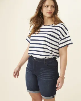 Ashley Flip Hem Bermuda Shorts | Dark Wash