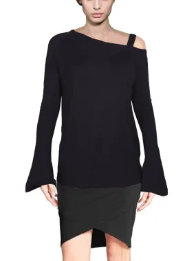 ASHORE WOMENS ASYMMETRIC OFF THE SHOULDER ELEGANT FINE SWEATER