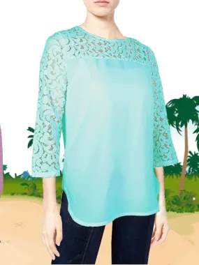 ASHORE WOMENS ELEGANT SHOULDER COTTON LACE BLOUSES