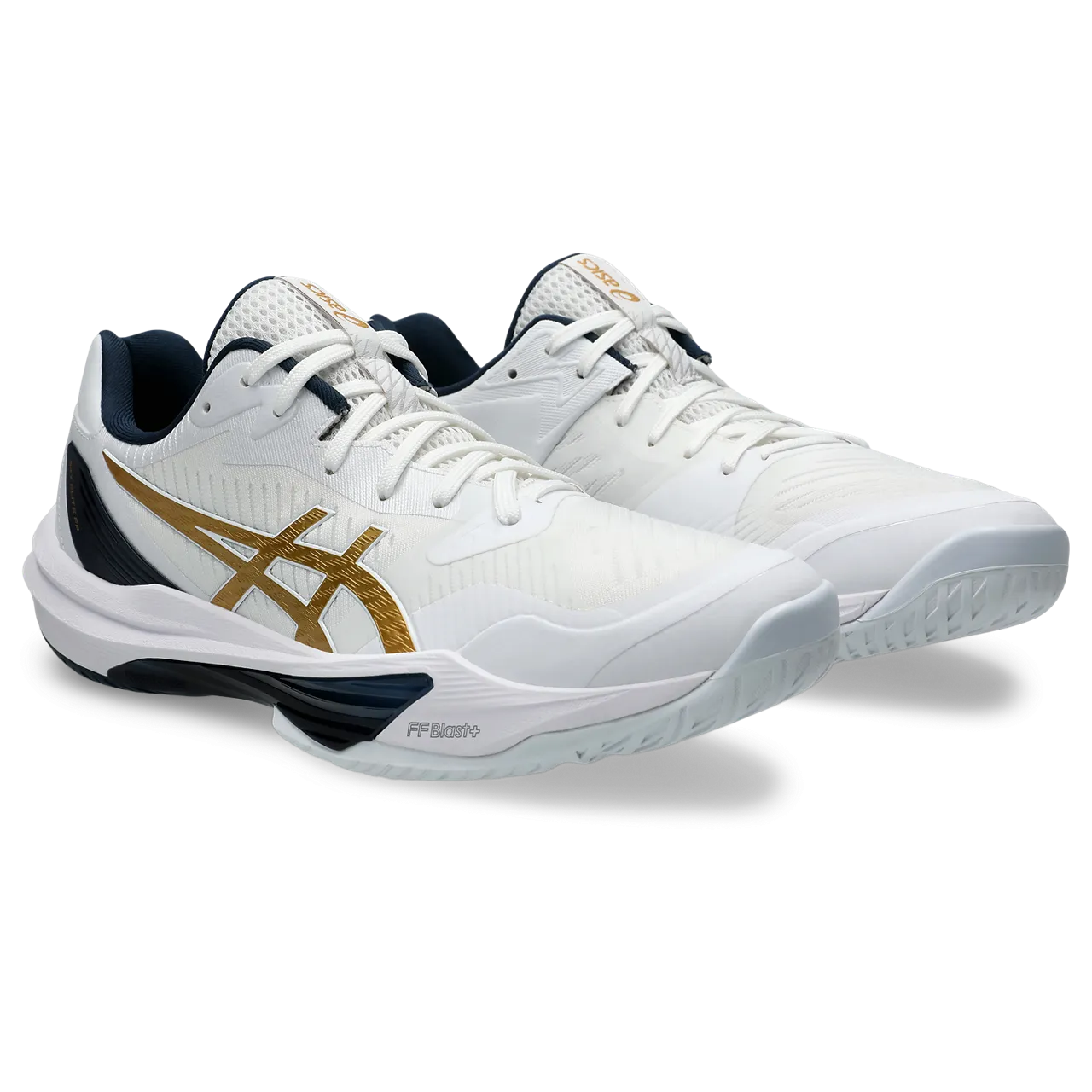 Asics Men's Sky Elite FF 3 Indoor Court Shoes White Pure Gold