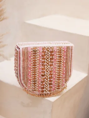 Asma Pink Flap Over Bag with Handle
