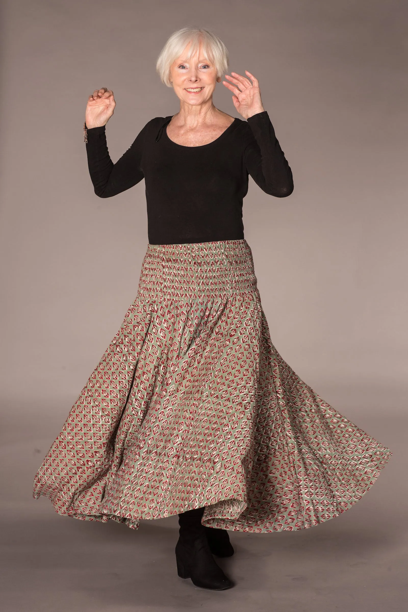 Asman Skirt Hand Block Printed Jersey - Special Offer