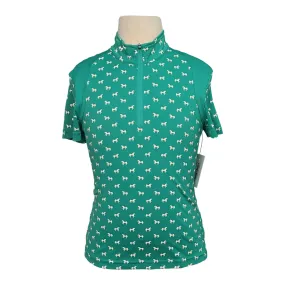 Asmar Equestrian Lesson Shirt  in Teal/White Horses  - Children's 8-10