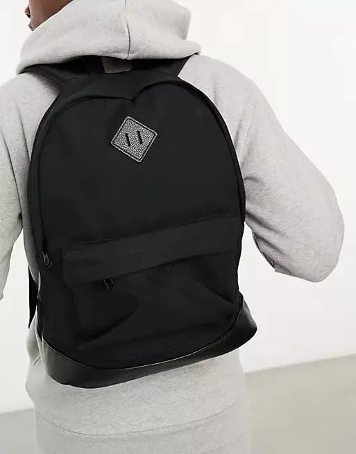 ASOS - Canvas Backpack With Faux Leather Base
