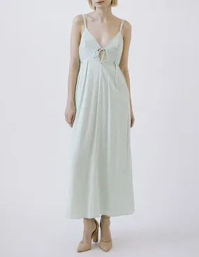 Aster Green Striped Tied-Front Midi Dress