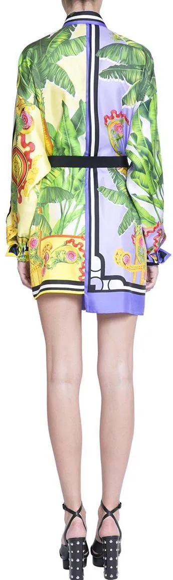 Asymmetric Printed Shirt Dress