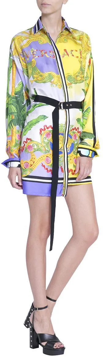 Asymmetric Printed Shirt Dress