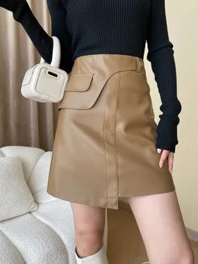 Asymmetric Solid Color Split-Joint Skinny Skirts