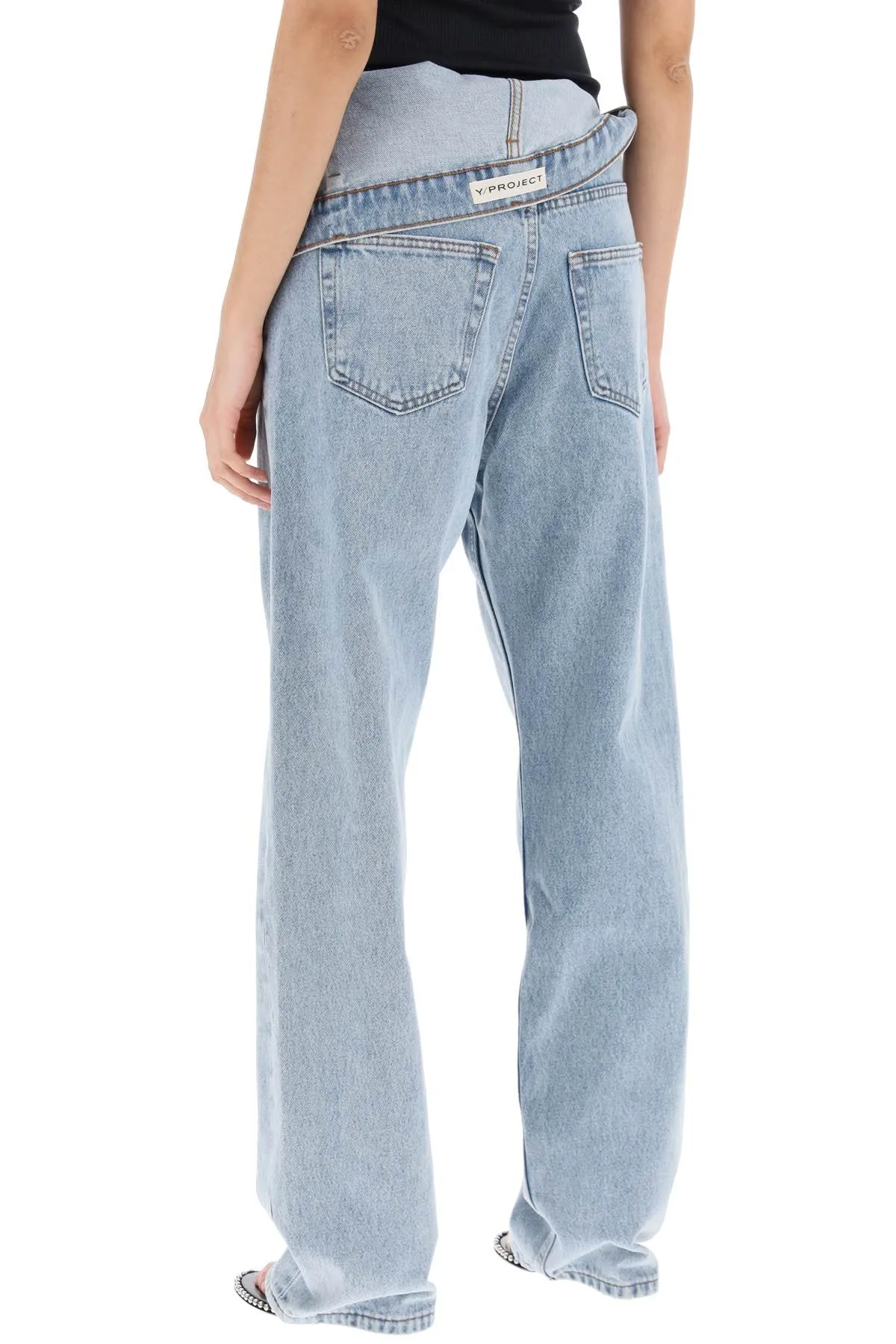 asymmetric waist jeans with seven