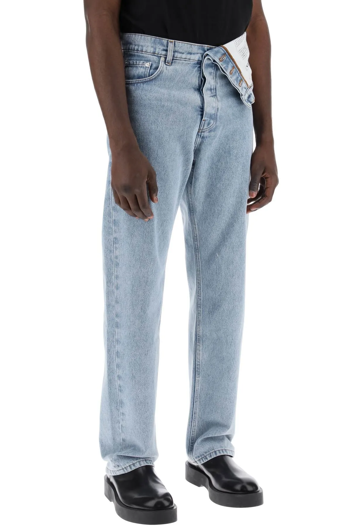 asymmetric waist jeans with seven