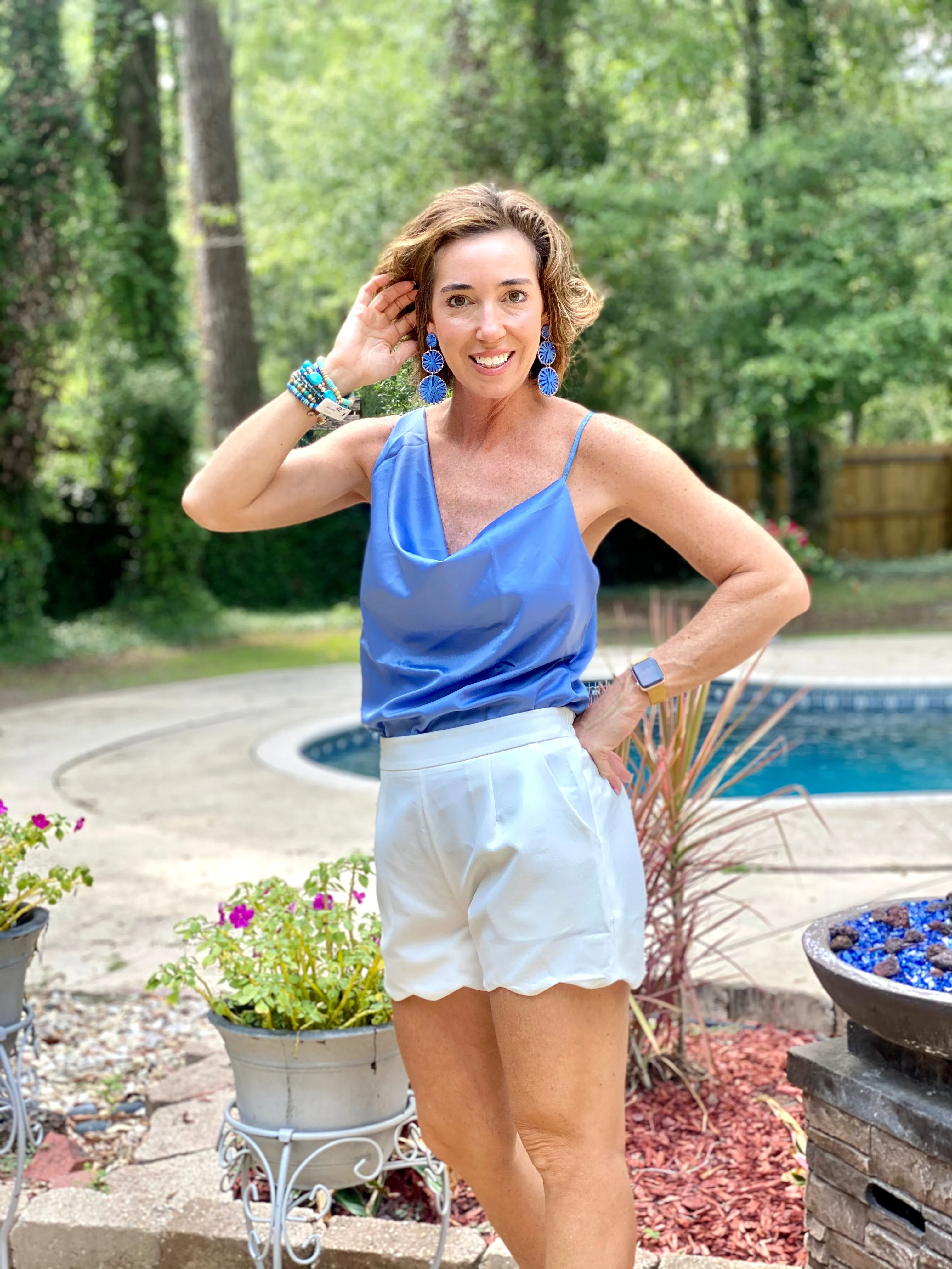Asymmetrical Cowl Neck Cami Top