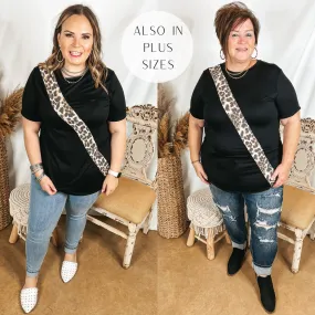 At It Again Leopard Print Diagonal Stripe Top in Black