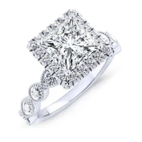 Aubretia - Princess Moissanite Engagement Ring