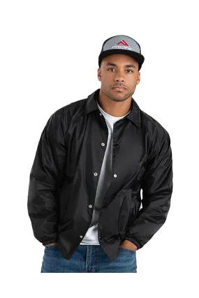 Augusta Sportswear Mens Water Resistant Snap Down Coaches Jacket - Black