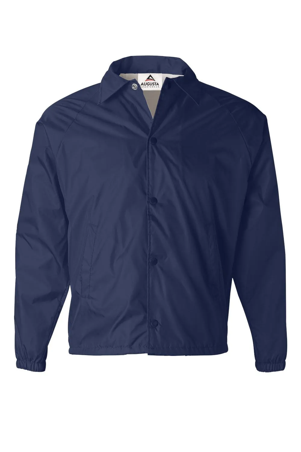 Augusta Sportswear Mens Water Resistant Snap Down Coaches Jacket - Navy Blue