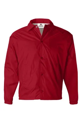 Augusta Sportswear Mens Water Resistant Snap Down Coaches Jacket - Red
