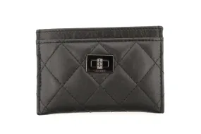 Authentic Chanel Black Calfskin Quilted Reissue Card Holder
