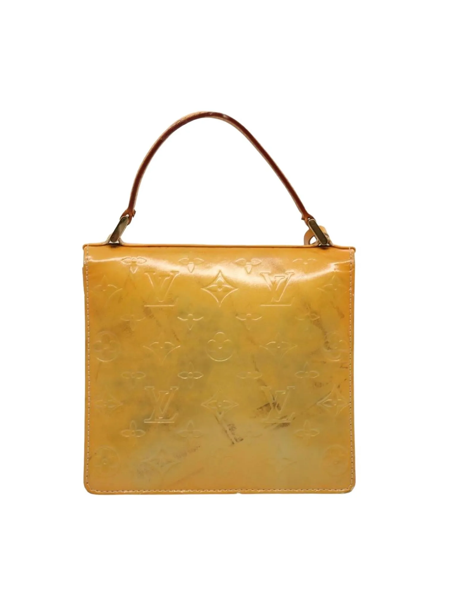 Authentic Louis Vuitton Lockit Handbag Yellow Monogram Empreinte Leather