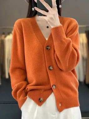Autumn Wool Cardigan Grandpa Sweater for Chilly Evenings