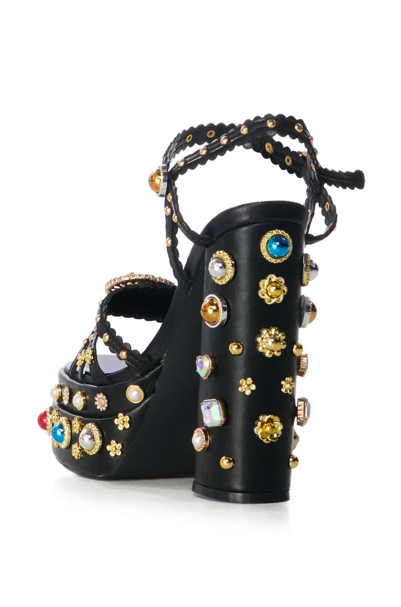 AZALEA WANG BIRCH EMBELLISHED SANDAL IN BLACK
