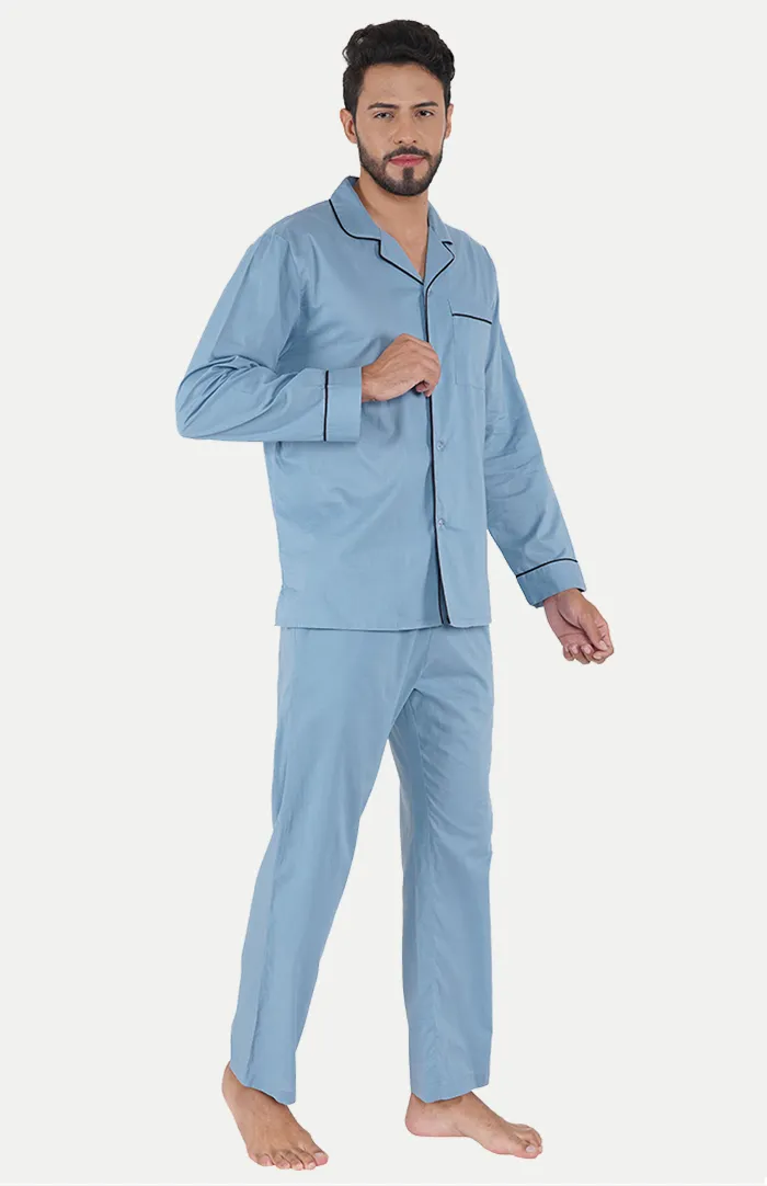 Azure Bliss Blue | Lounge Wear Set | 100% Cotton
