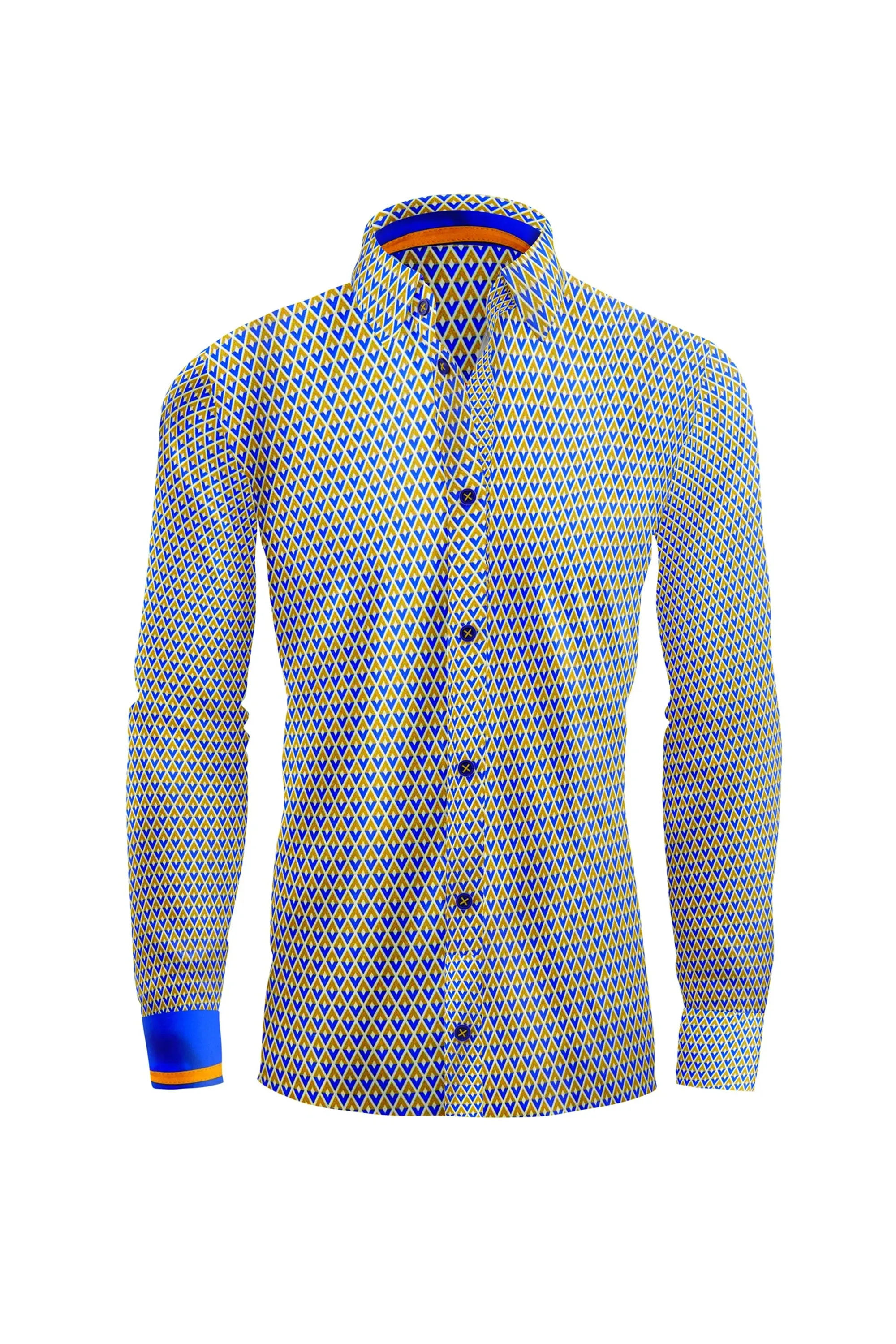 Azure Geometric Elegance Dress Shirt